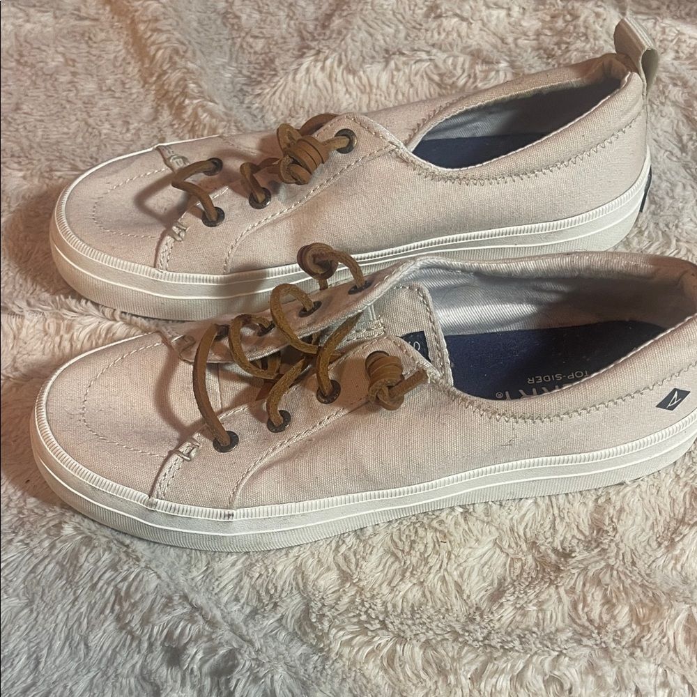 Sperry Tan Canvas Sneakers size 6 NEW